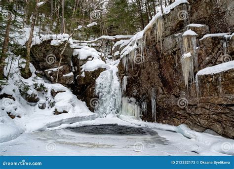 Kinsman Falls in Franconia Notch State Park during Winter . New ...