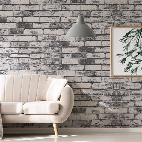 Assaly White Grey 3D Brick Wallpaper - Peel and Stick, Self India | Ubuy