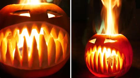 Flaming Halloween Pumpkin with Fangs - YouTube