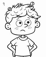 Confused Man Drawing Cartoon White Line Gesturing Business Confusion  sketch template