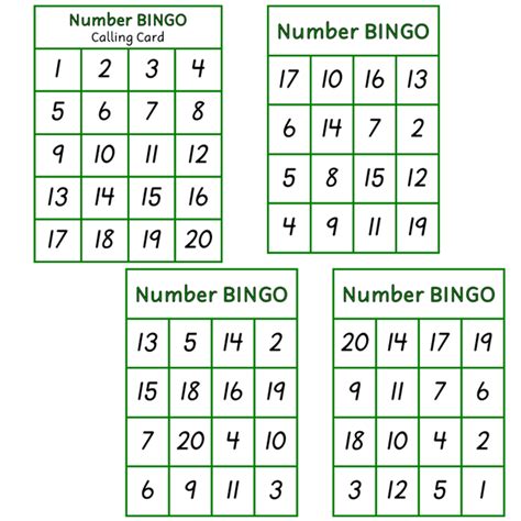 Bingo Numbers 1-20 | Bingo, Cartones de bingo, Tablas de bingo