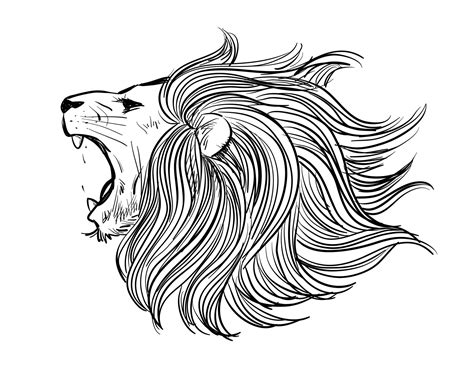 Lion side face drawing is roaring. Vector design illustration. 33044912 Vector Art at Vecteezy