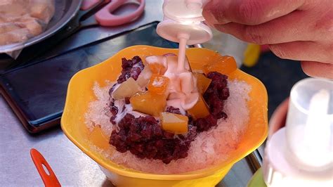 Shaved Ice with Sweet Red Bean (Patbingsu) - Korean Street Food - YouTube