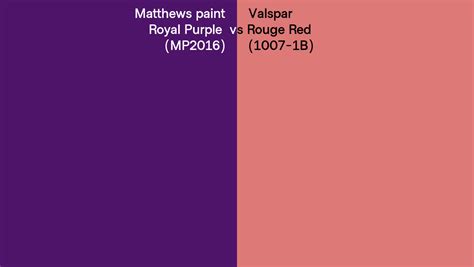 Matthews paint Royal Purple (MP2016) vs Valspar Rouge Red (1007-1B) side by side comparison