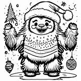 Christmas Yeti Coloring Page · Creative Fabrica sketch template