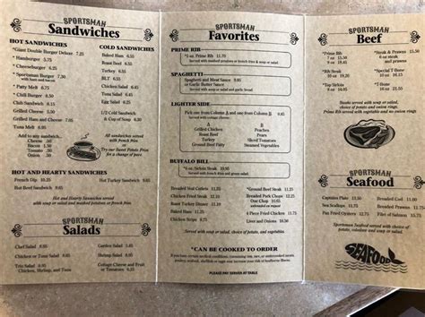 Menu at Sportsman Cafe & Lounge, Spokane