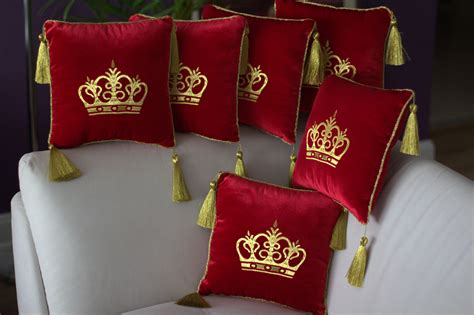 Royal pillow with golden tassel crown embroideredstand | Etsy in 2020 ...