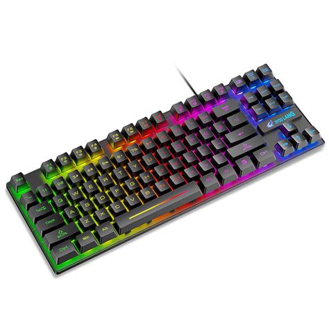 Machinehome LED Wired Backlit Keyboard 87-Key PC Mechanical Lighted ...