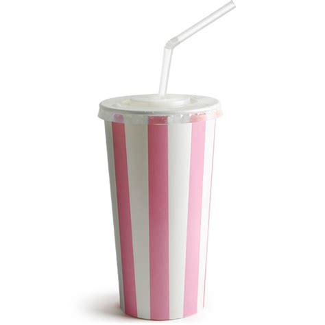 Pink Striped Milkshake Paper Cups Set 16oz / 450ml | Drinkstuff