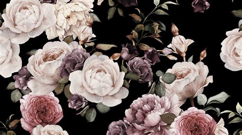 Pink White Floral Flowers Black Background HD Floral Wallpapers | HD Wallpapers | ID #68542