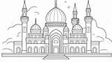 Children Learning Printable Coloring Islamic Mosque For Ramadan  sketch template
