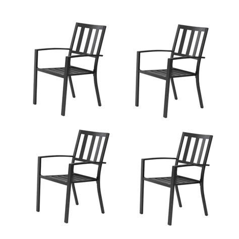 Sophia & William Outdoor Patio Metal Dining Chairs Set of 4, Black ...