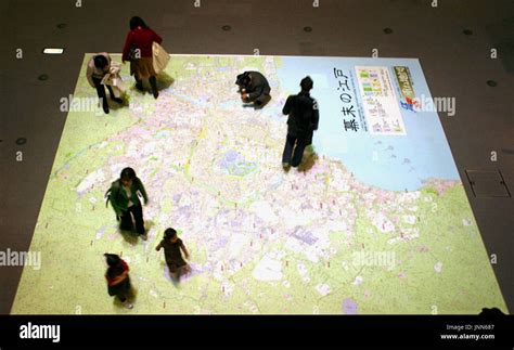 TOKYO, Japan - A large map of the capital Edo on the floor of the ...