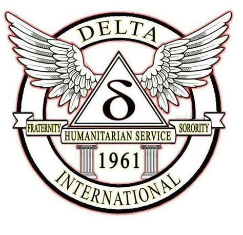 delta international logo with wings and the number six in it's center ...