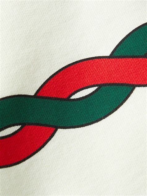 GUCCI - Logo-Print Cotton-Jersey Hoodie - White Gucci