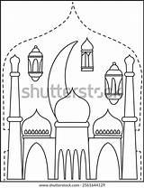 Mosque Domes Minaret Coloring Page Kids Stock Vector Royalty Free  sketch template