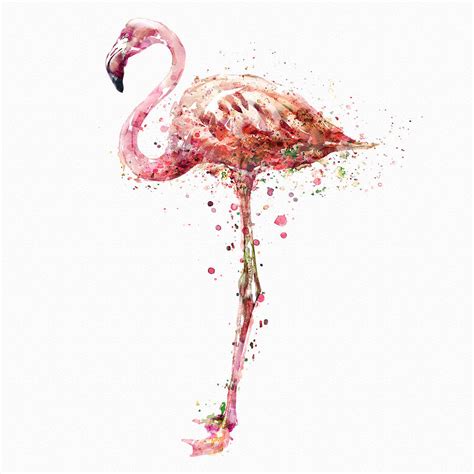 Flamingo Watercolor Painting Mixed Media by Marian Voicu