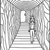 Color Me Scared An Underground Tunnel Coloring Page · Creative Fabrica sketch template