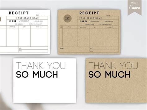 Digital Receipt Template Editable Invoice Template Client | Etsy