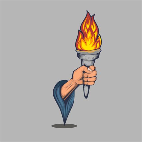 hand holding torch symbol or logo 9463028 Vector Art at Vecteezy