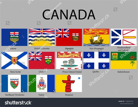 All Flags Provinces Canada Vector Illustration Stock Vector (Royalty Free) 1184303752 | Shutterstock