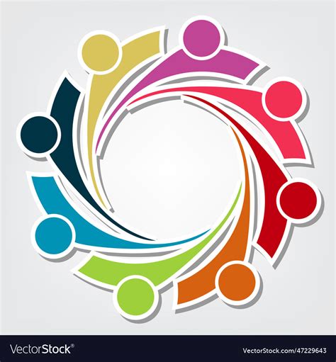 Abstract colorful people in a circleteamwork Vector Image