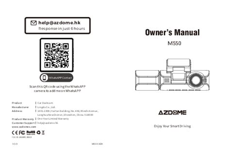 AZDOME M550 DashCam User Manual - Installation, Settings, FAQ and Warranty