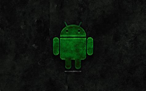 Download wallpapers Android stone logo, black stone background, Android ...