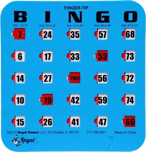 REGAL GAMES - Finger-Tip Shutter Slide Bingo Cards - Easy to Read - 25 ...
