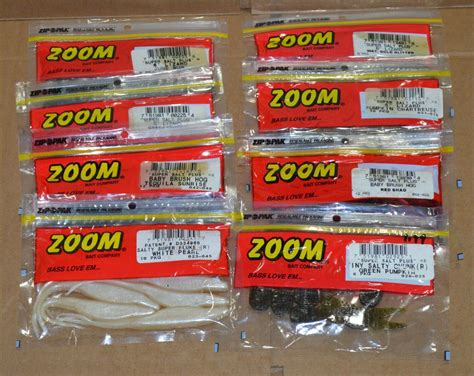 8 pks Zoom Bait Company - 4 Lizards, Flukes, 2 Baby Brush Hog, Tiny Salty Chunk | eBay