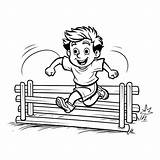 Premium Vector  Boy jumping Over Obstacle Black And White vector sketch template