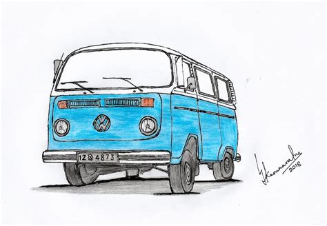 Volkswagen Bus Drawing at PaintingValley.com | Explore collection of ...