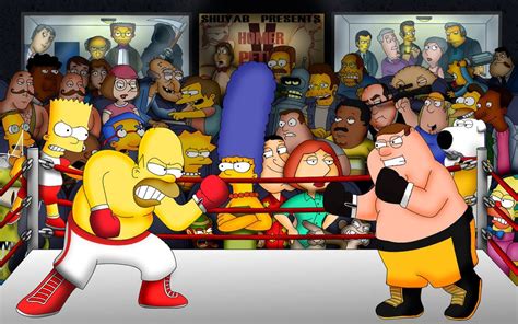 Homer versus Peter homer would smash him cos he's had experience ...