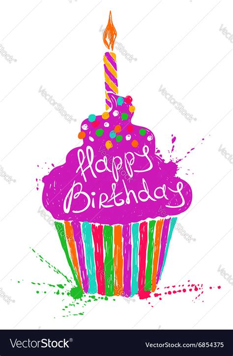 Silhouette of colorful Birthday cupcake Royalty Free Vector