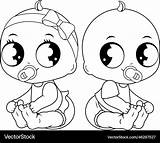 Cute baby Girl And boy coloring Page Royalty Free Vector sketch template