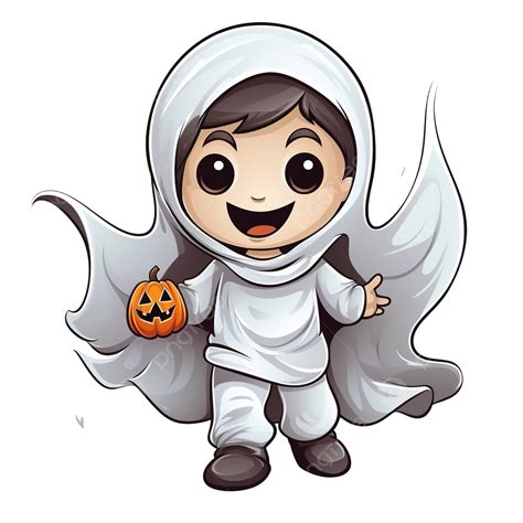 Halloween Kids Costume Party Cute Boy In Halloween Ghost Costume ...
