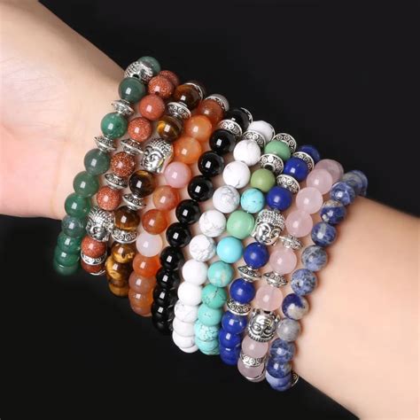 8mm Stone Beads Singles Charm beads Bracelet Elastic Rope Bracelt,Natural Stone Bracelet ...