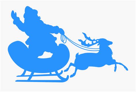 Santa Sleigh In Sky Blue Silhouette Clip Art , Free Transparent Clipart ...