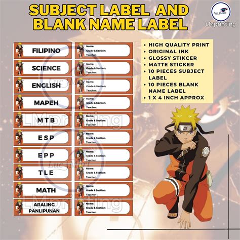 LUCSMART fast shipping - NARUTO THEMED STICKER LABEL AND NAME LABEL / notebook stickers THESE ...