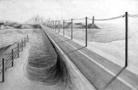 Image result for road pencil drawing | art in 2019 | One point perspective, Point perspective ...