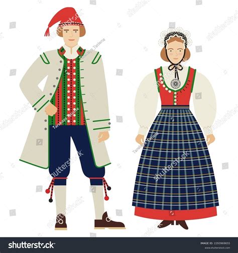 Girl Young Man Folk Danish Costume Stock Vector (Royalty Free) 2293969655 | Shutterstock