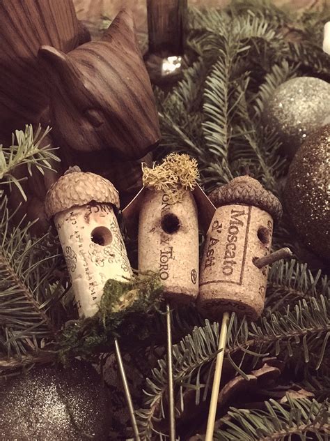 Wine Cork Bird Houses — Simon's Granddaughter | Wine cork crafts, Wine cork ornaments, Fairy crafts