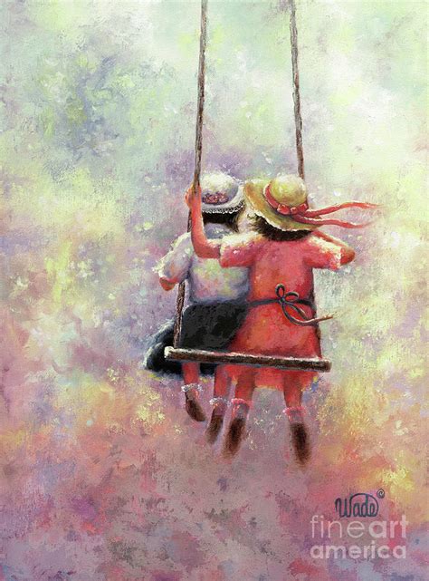 Two Sisters Swinging Painting by Vickie Wade - Fine Art America