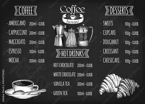 Restaurant menu design. Coffee restaurant brochure vector, coffee shop ...