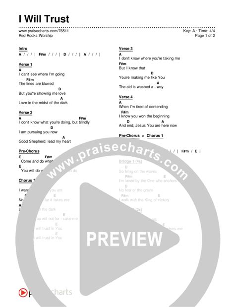 I Will Trust Chords PDF (Red Rocks Worship) - PraiseCharts