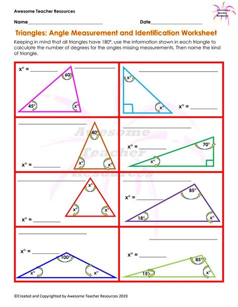 Angles Of Triangles Worksheet