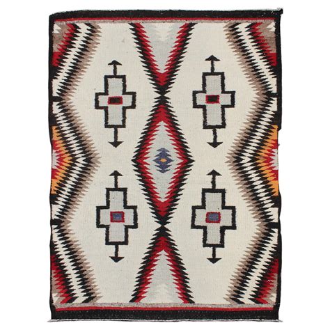 Antique Ganado Navajo Rug With Geometric Design in Red, Black, Ivory ...