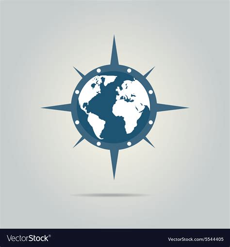 World globe with compass Royalty Free Vector Image