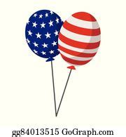 3 Balloons In The Usa Flag Colors Icon Cartoon Clip Art | Royalty Free - GoGraph