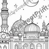 Masjid Islamic Coloring Page For Kids Mosque Moschee Islamische  sketch template